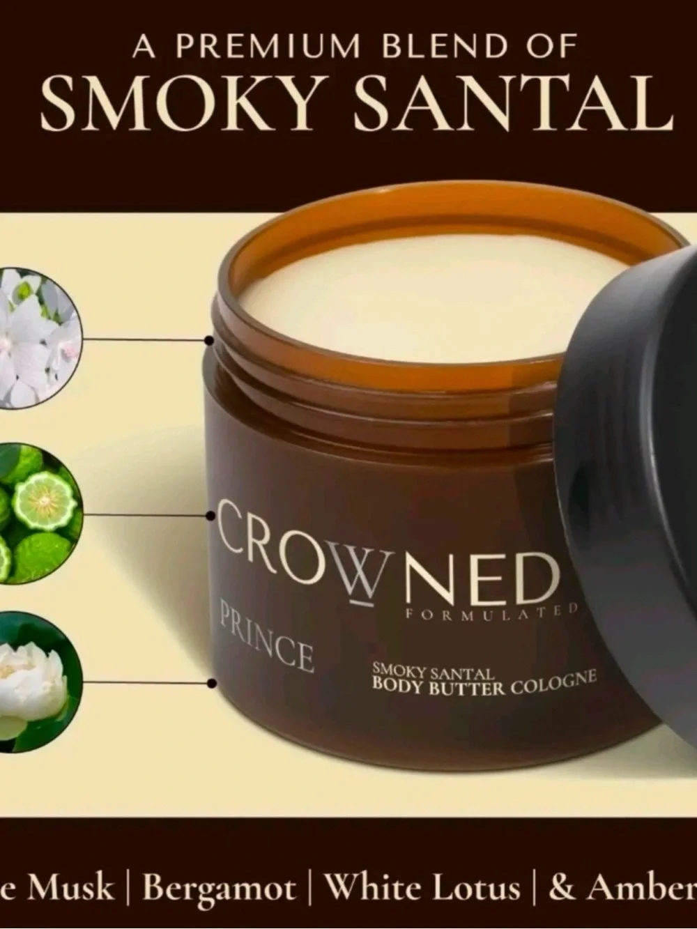 Crowned Skin Prince Smoky Santal Body Butter Cologne Men’s Fragrance